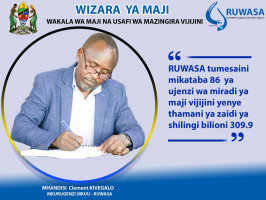 RUWASA Signs 86 Water Project Contracts